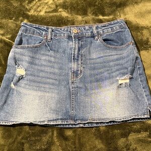 Trendy Distressed Denim Mini Skirt